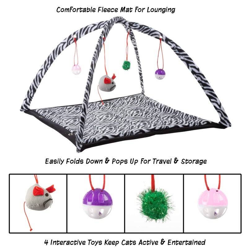 PETMAKER Cat Activity Center- Interactive Play Area Station for Cats, Kittens with Fleece Mat, Hanging Toys, Foldable Design for Exercise, Napping - Image 3